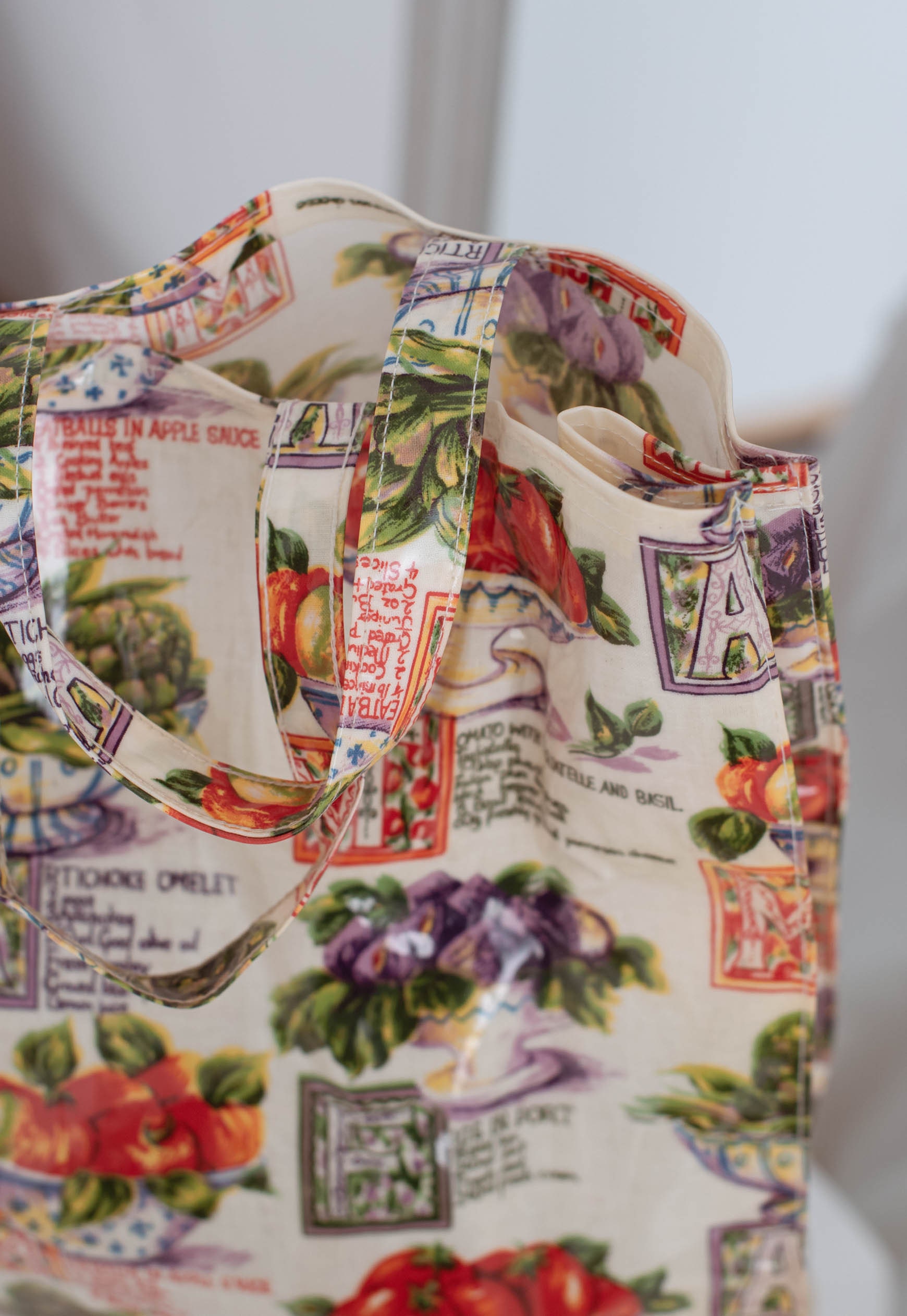 Vintage 70s Large Plastic Grocery Bag with Vegetables Print Etsy