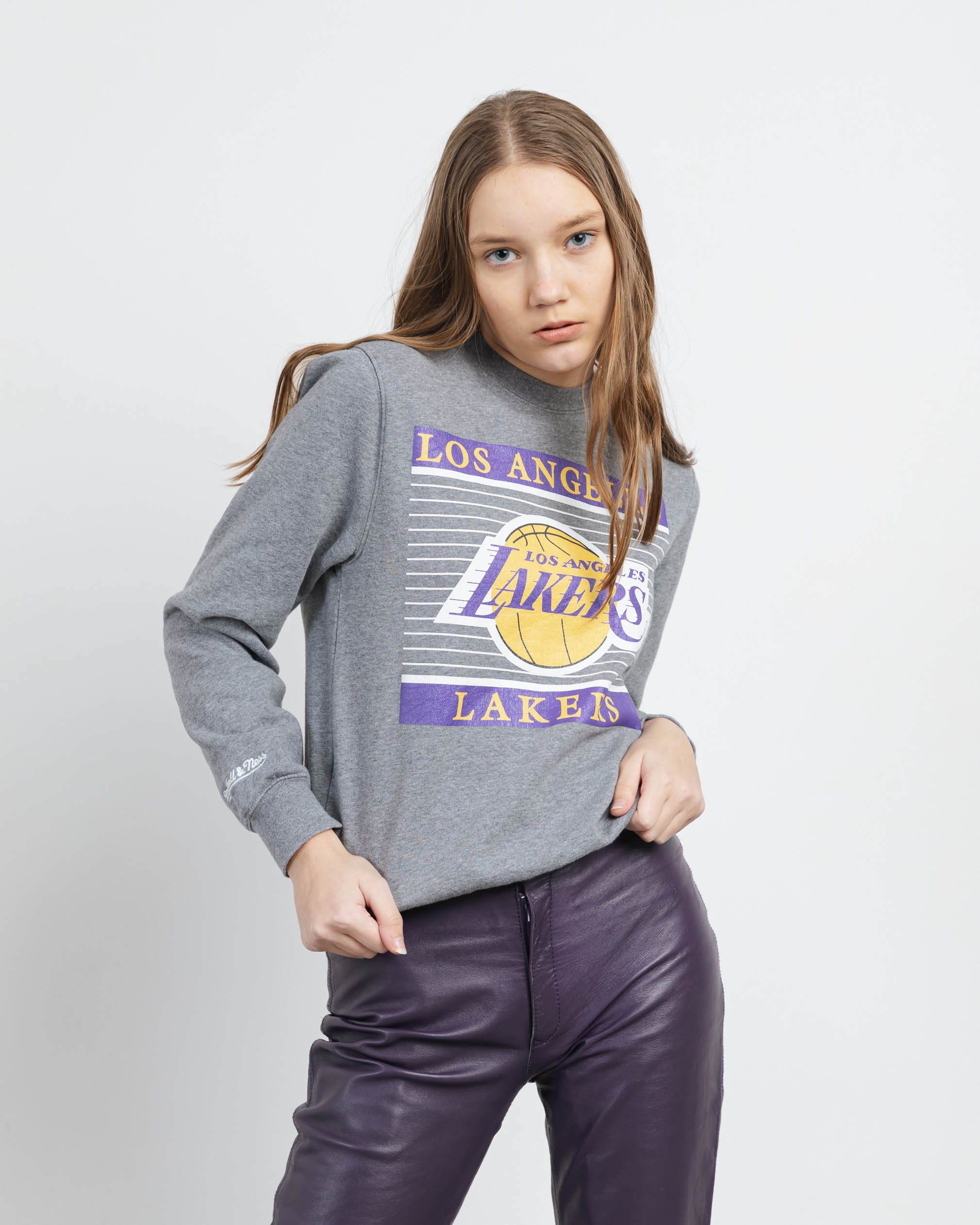 Vintage Roundneck Lakers Logo Grey Jumper Women XS 