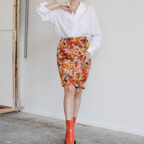 Floral pencil skirt 80s hotsell