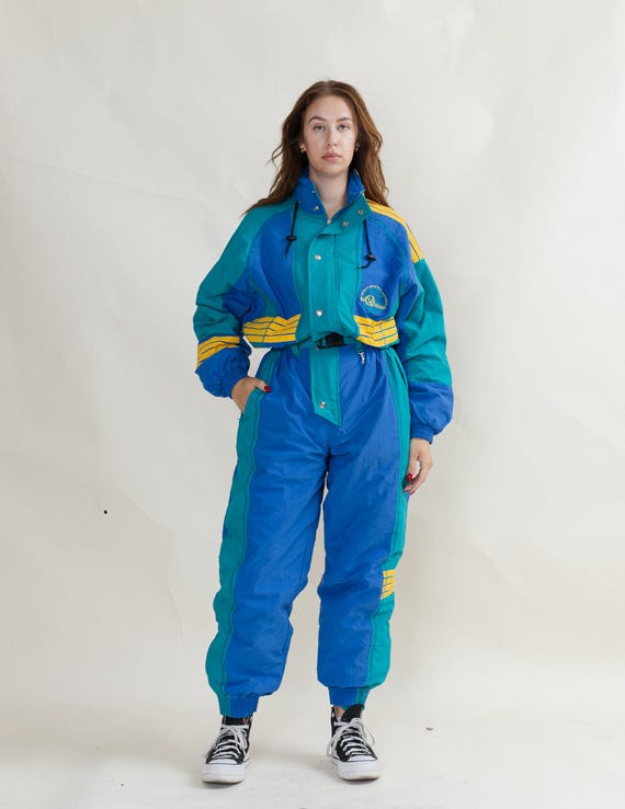 Vintage Blue Colorblock One Piece Snow Suit L XL Full Ski Suit Women Etsy Canada