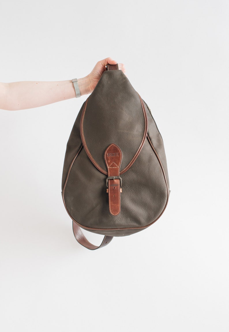 Vintage Brown Leather Large One Shoulder Rucksack Backpack