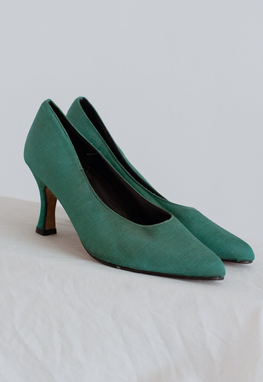 Dark green mid heel shoes sales