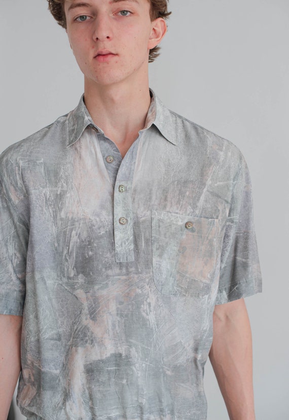 Vintage Half Button up Short Sleeve Men 
