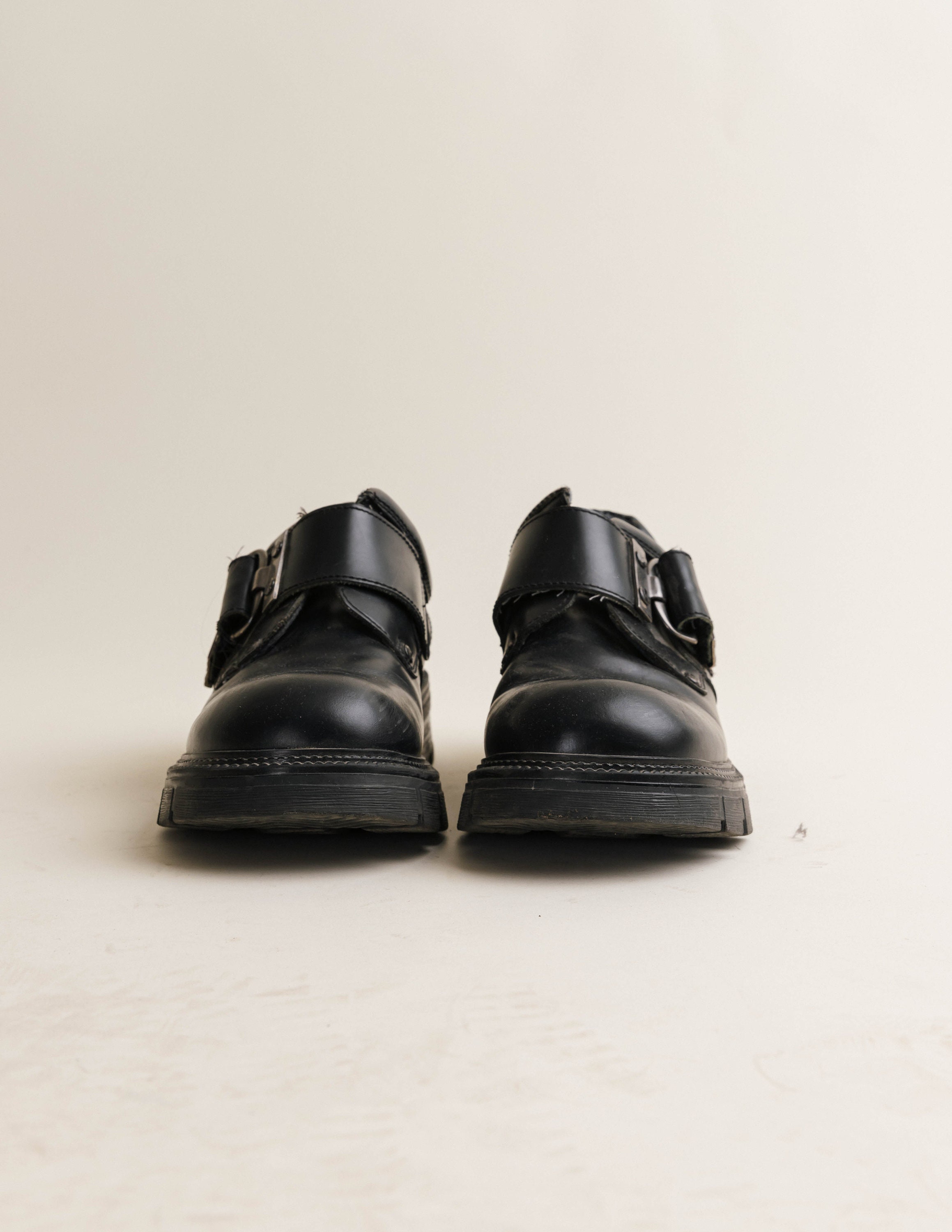 Vintage 90s KNK Grunge Black Leather Chunky Boots Men Eu43 Vintage 90s KNK Grunge Black Leather Chunky Boots Men Eu43