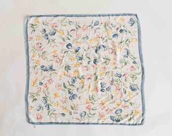 Vintage Romantic Pastel Floral Watercolour Silk Square Scarf