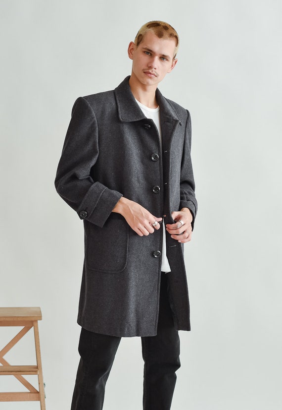 Vintage Straight Boxy Fit Coat in Grey Oversized