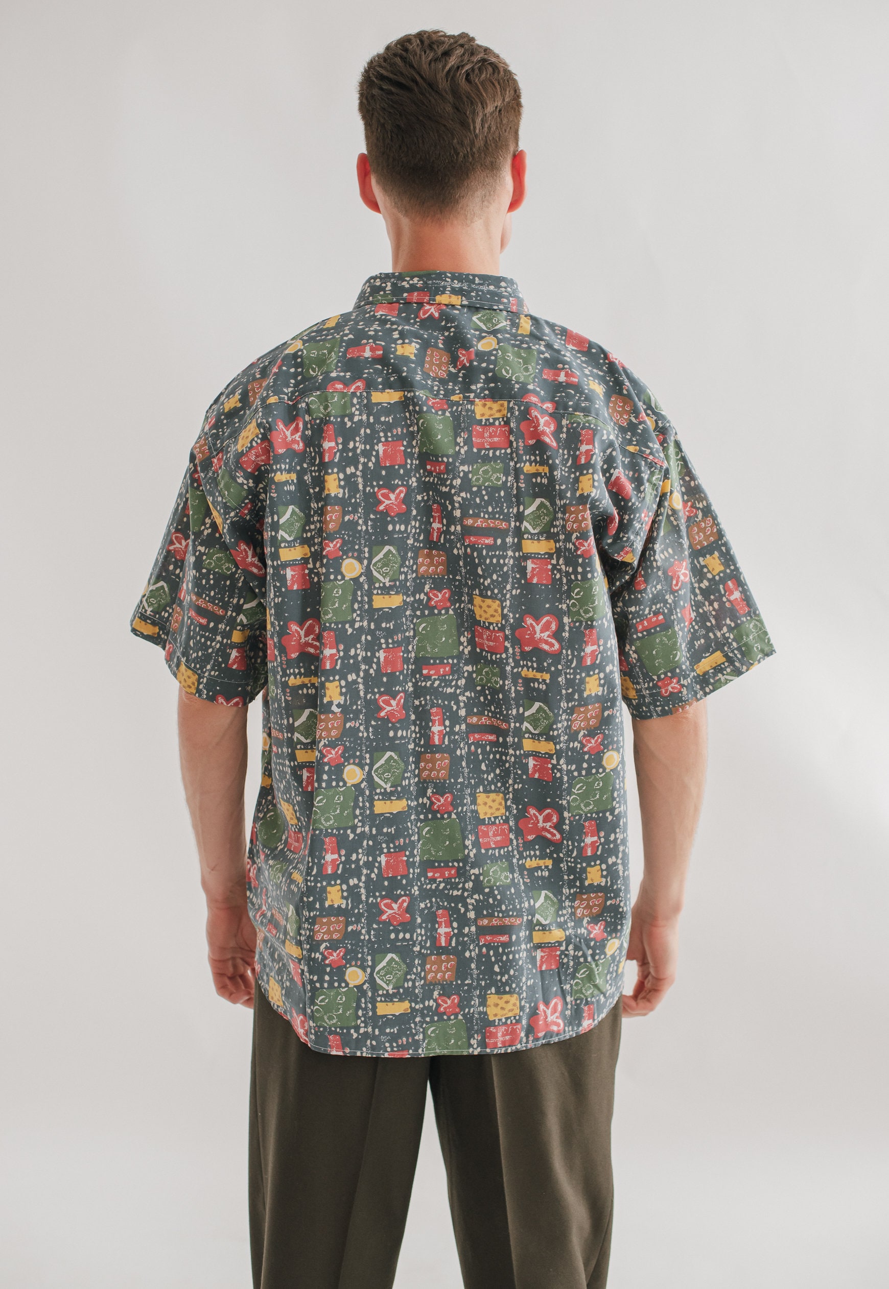 Vintage Oversized Short Sleeve Shirt in Abstract Print XL | Etsy