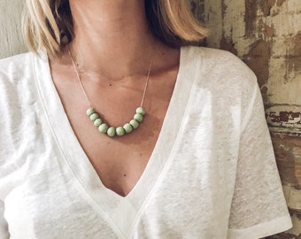 Green Ceramic Necklace | Pendant | Jewelry