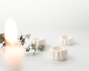 Candle holders "Marshmallow". Handmade ceramic design details for cozy home.