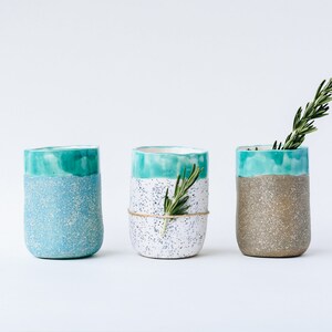 Blauw met blauwgroene top keramische handgemaakte mok / kopje voor thee en koffie. Beste cadeau of cadeau idee. Woondecoratie afbeelding 6