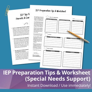 IEP Meeting Tips Preparation Worksheet Special Needs Instant Download Special Needs Parenting Support Printable Teacher Resources