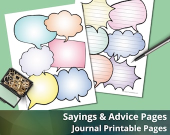 Sayings, Advice & Affirmations Journaling Pages, Instant Download, Printable, Emotional Wellness, Self-Care Journal Pages