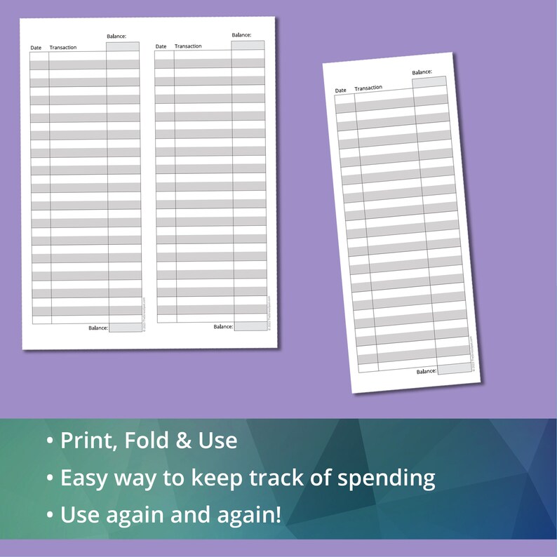 Check Debit Bank Register Printable Personal Finance Instant Download ...
