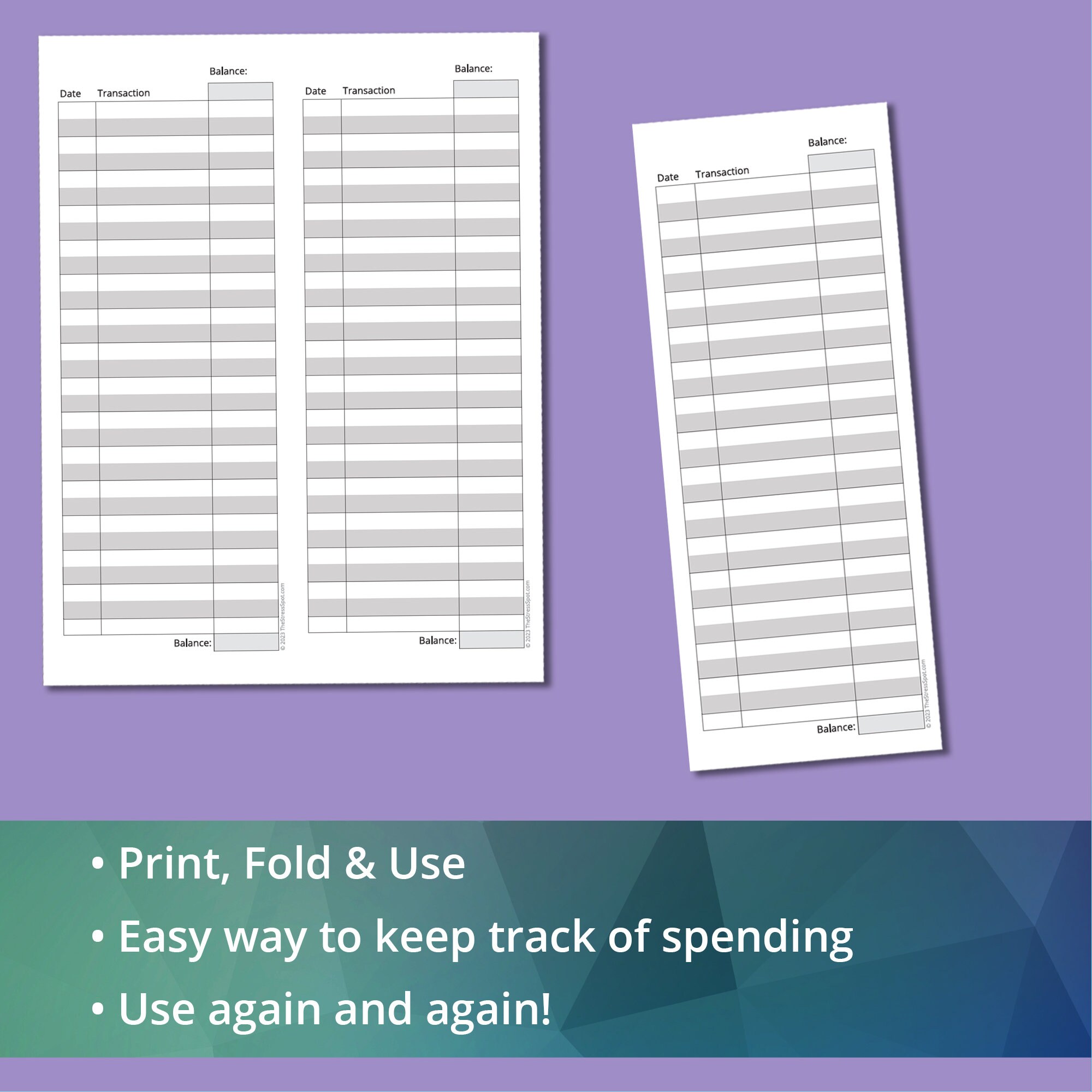 Check Debit Bank Register Printable Personal Finance Instant Download ...
