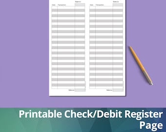 Debit Register Printable - Etsy