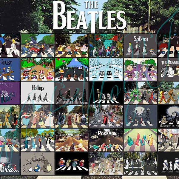 The Beatles Poster, Abbey Road Poster, The Beatles Parody, Abbey Road Parody, The Beatles Collage, The Beatles Print, Abbey Road