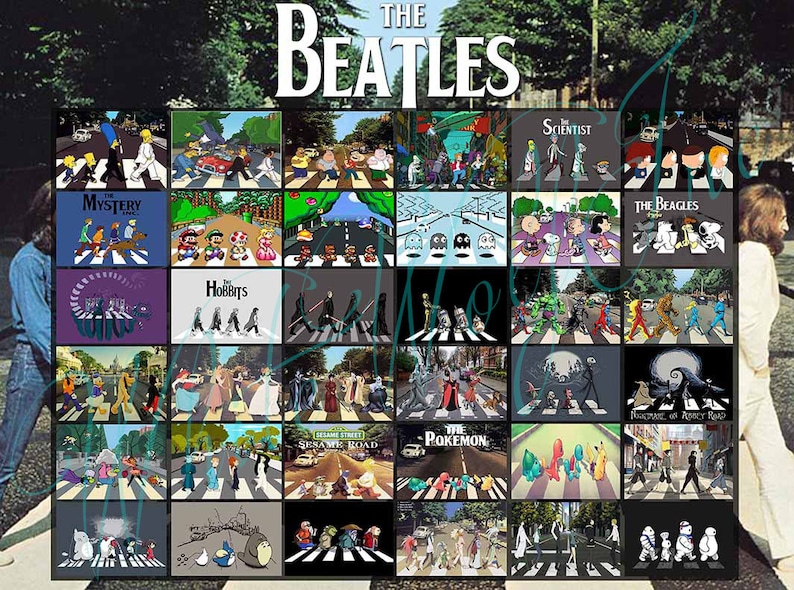 The Beatles Poster, Abbey Road Poster, The Beatles Parody, Abbey Road Parody, The Beatles Collage, The Beatles Print, Abbey Road image 1
