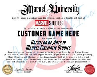 Marvel - Avengers Diploma/Certificate, Marvel Gift