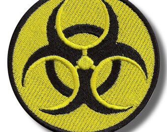 BIOHAZARD SYMBOL embroidered Hook PATCH BLACK WARNING LOGO ZOMBIE APOCALYPSE BIOHAZARD SYMBOL embroidered Hook PATCH BLACK WARNING LOGO ZOMBIE APOCALYPSE