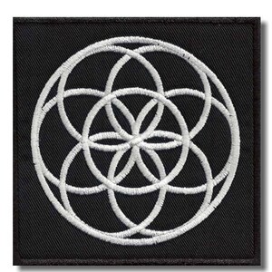 28 X 28 cm Flower of life full embroidered back patch