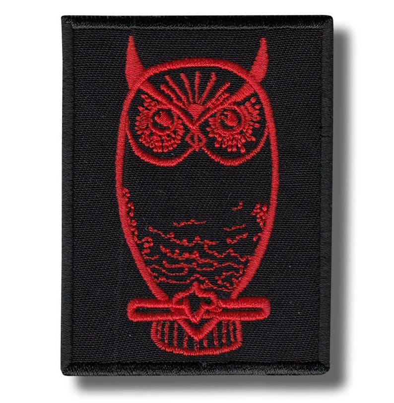 Owl embroidered patch 6x8 cm