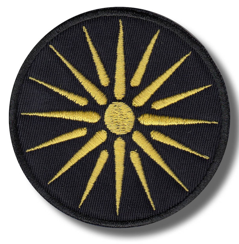 Macedonian star 8x8 cm embroidered patch