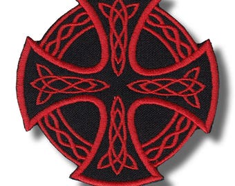 Celtic cross  - embroidered patch 8x8 cm