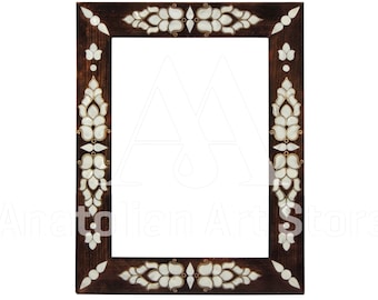 Wooden Photo Frame: Mother of Pearl Inlay, Rectangular Picture Frame