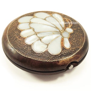 Espejo de maquillaje personalizado con patrón de mariposa, espejo de maquillaje de madera portátil, espejo de mano de maquillaje, espejo compacto, espejo de mano