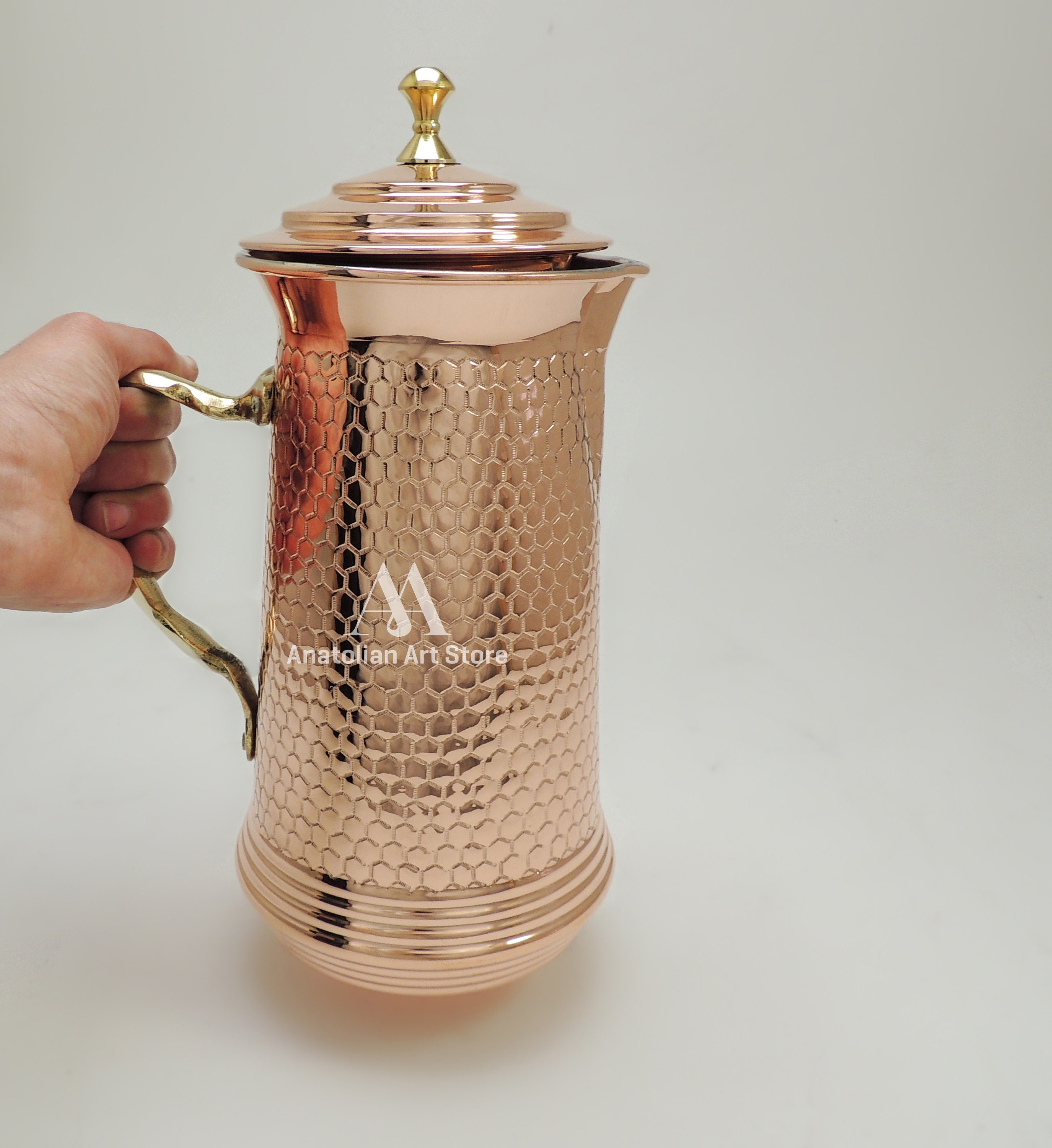 Honeycomb Design Copper Jug Set Turkish Handmade Jug - Etsy