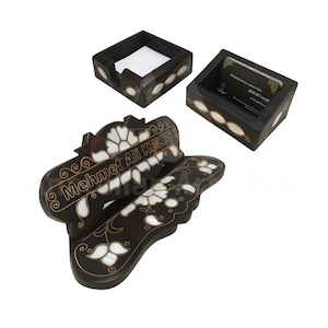 Executive Personalizzato Nome tavolo Piatto Legno, Tavolo Nome Scrivania, Porta biglietto da visita, Accessorio scrivania, Memo Box, Regalo festa padri, Regalo per papà
