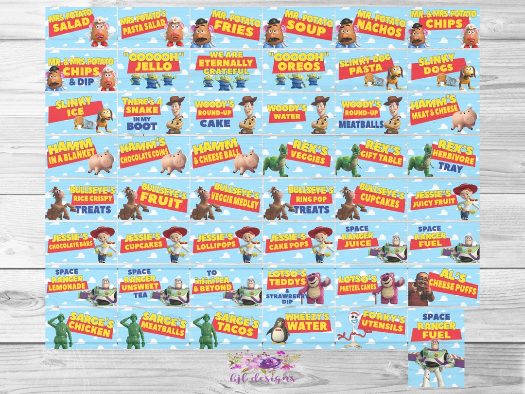 Toy Story Food Labels Toy Story Food Cards Instant Download Etsy New