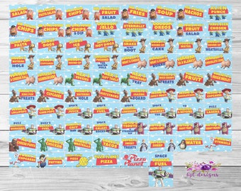 Étiquettes de nourriture Toy Story, cartes de nourriture Toy Story, téléchargement immédiat, imprimable, deux à l'infini et au-delà