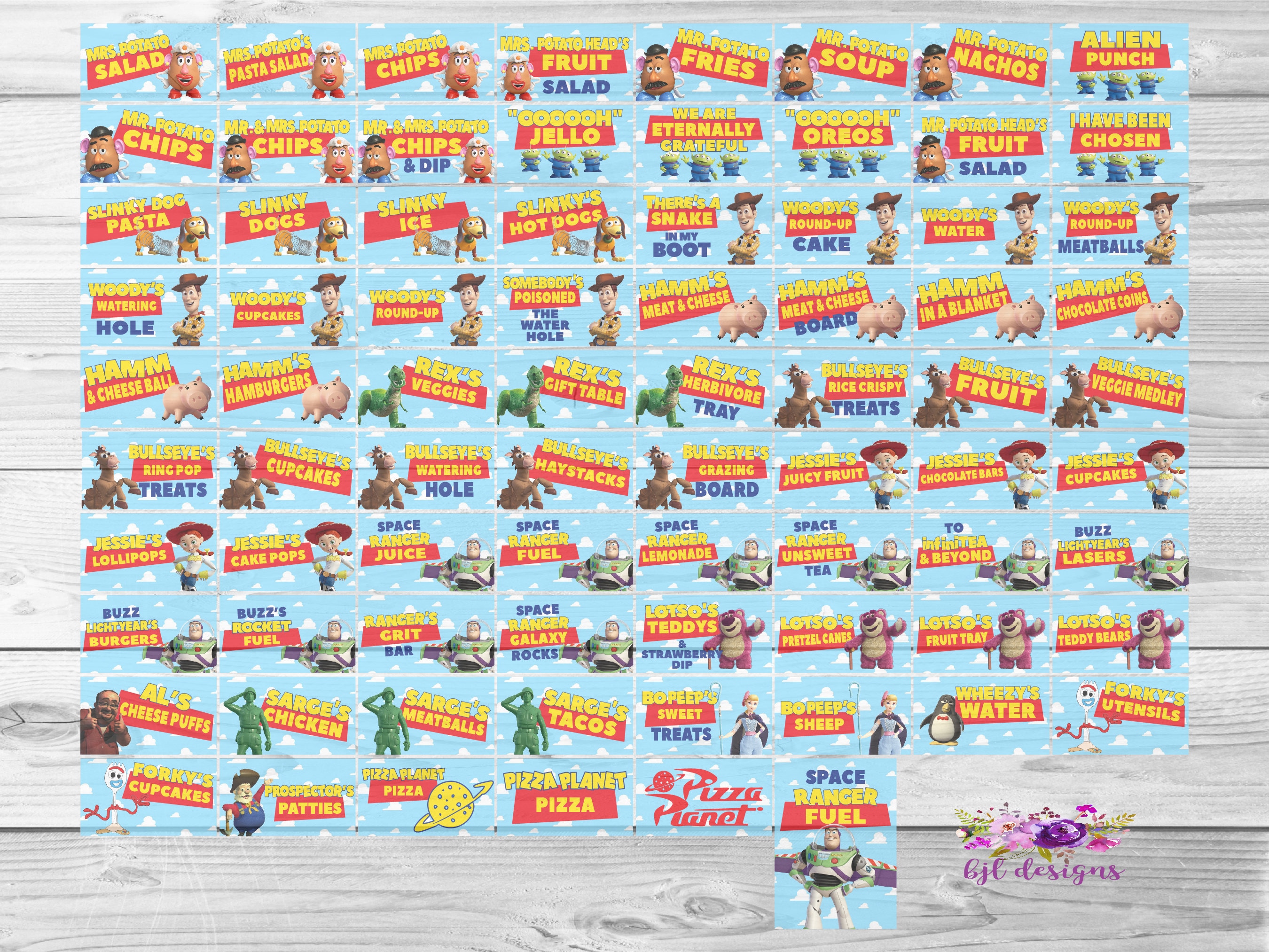 Toy Story Food Labels, Toy Story Food Cards, Instant Download