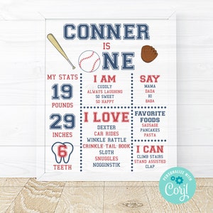 Baseball Birthday Milestone Board, Birthday Board, Rookie of the year, Birthday, Digital Editable, Corjl, Instant Download