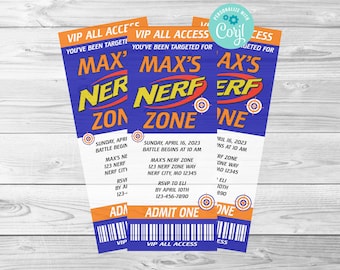 Nerf Zone Birthday Invitation, Nerf Zone Invite, Birthday Invite, Digital Editable Invitation, Corjl, Instant Download