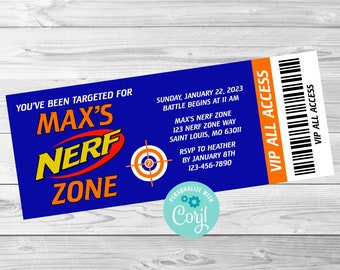 Nerf Zone Birthday Invitation, Nerf Zone Invite, Birthday Invite, Digital Editable Invitation, Corjl, Instant Download