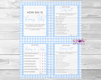 Babyshowerspelletjes blauw pastel, babystrooisel, digitale download, instant download
