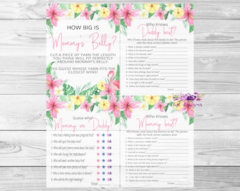Flamingo babyshowergames, digitale download, instant download