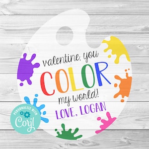 San Valentín coloreas mi mundo, día de San Valentín, tarjeta de San Valentín, Digital, Editable, Corjl, Descarga instantánea