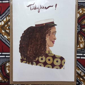 Graduación 2025 - Joven graduada de color I Chica diversa de color marrón o negra con sombrero danés I Con texto en danés Tillykke I Felicitaciones