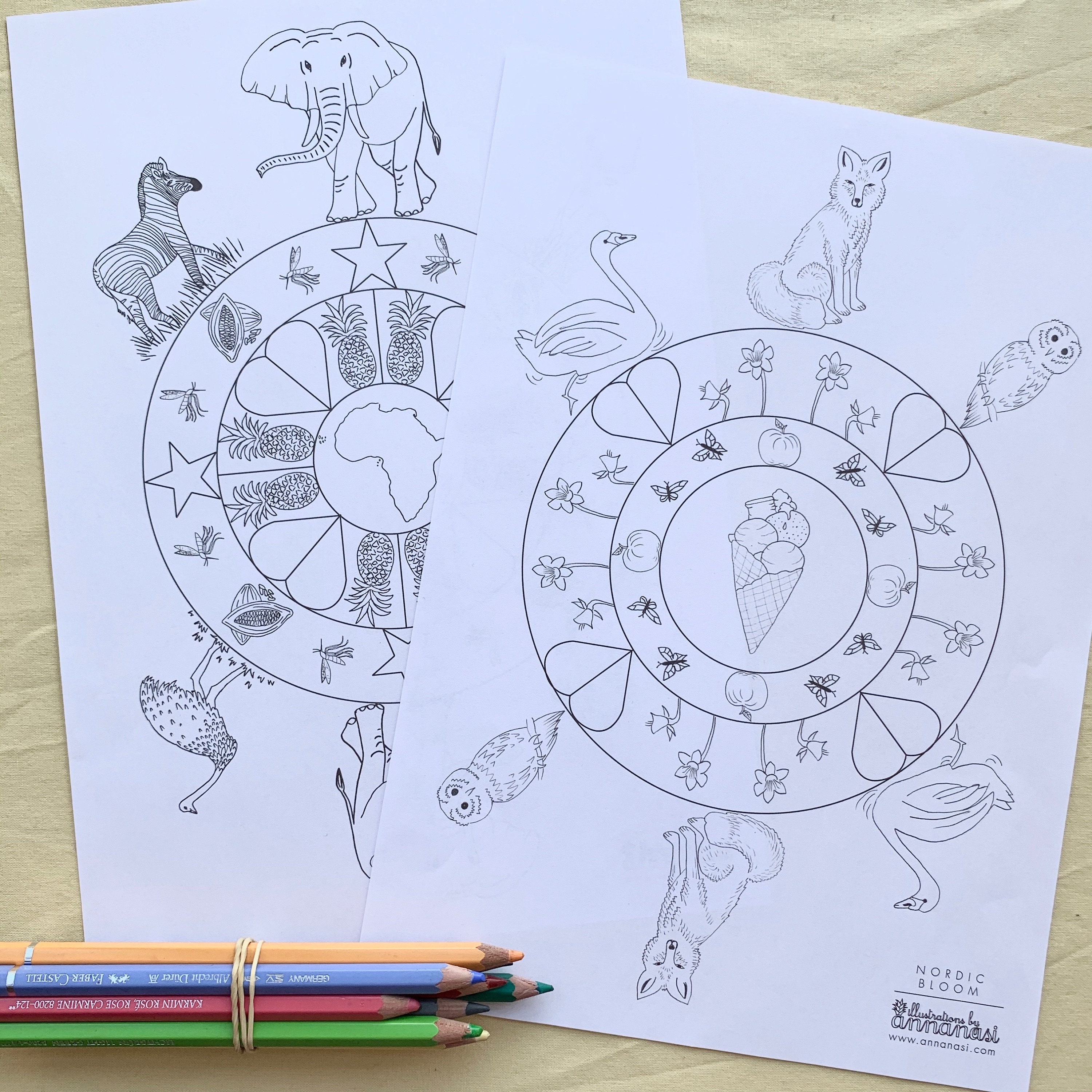 African Mandala Colouring Sheet Printable 1 PDF Fruits and - Etsy