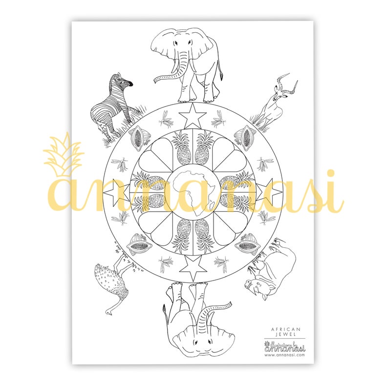 African Mandala Colouring Sheet Printable 1 PDF Fruits and - Etsy