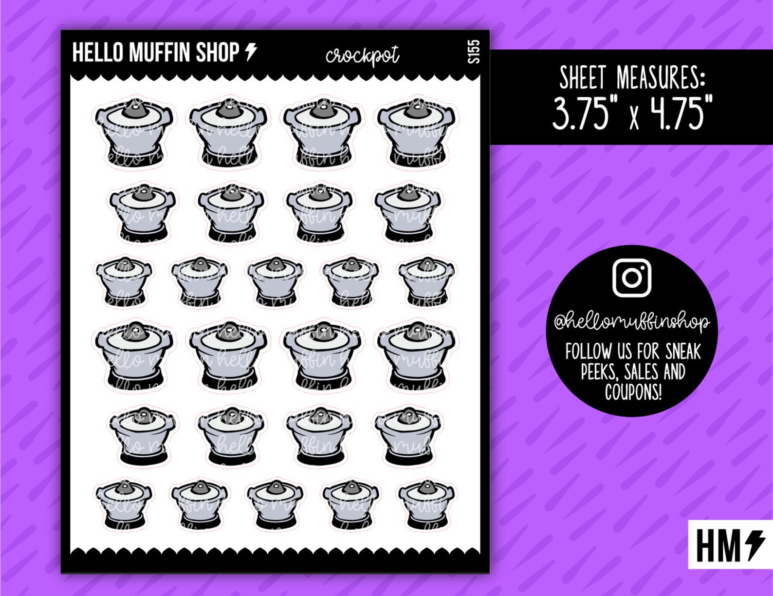 Crock Pot Slow Cooker Doodle Icon Planner Stickers | Etsy