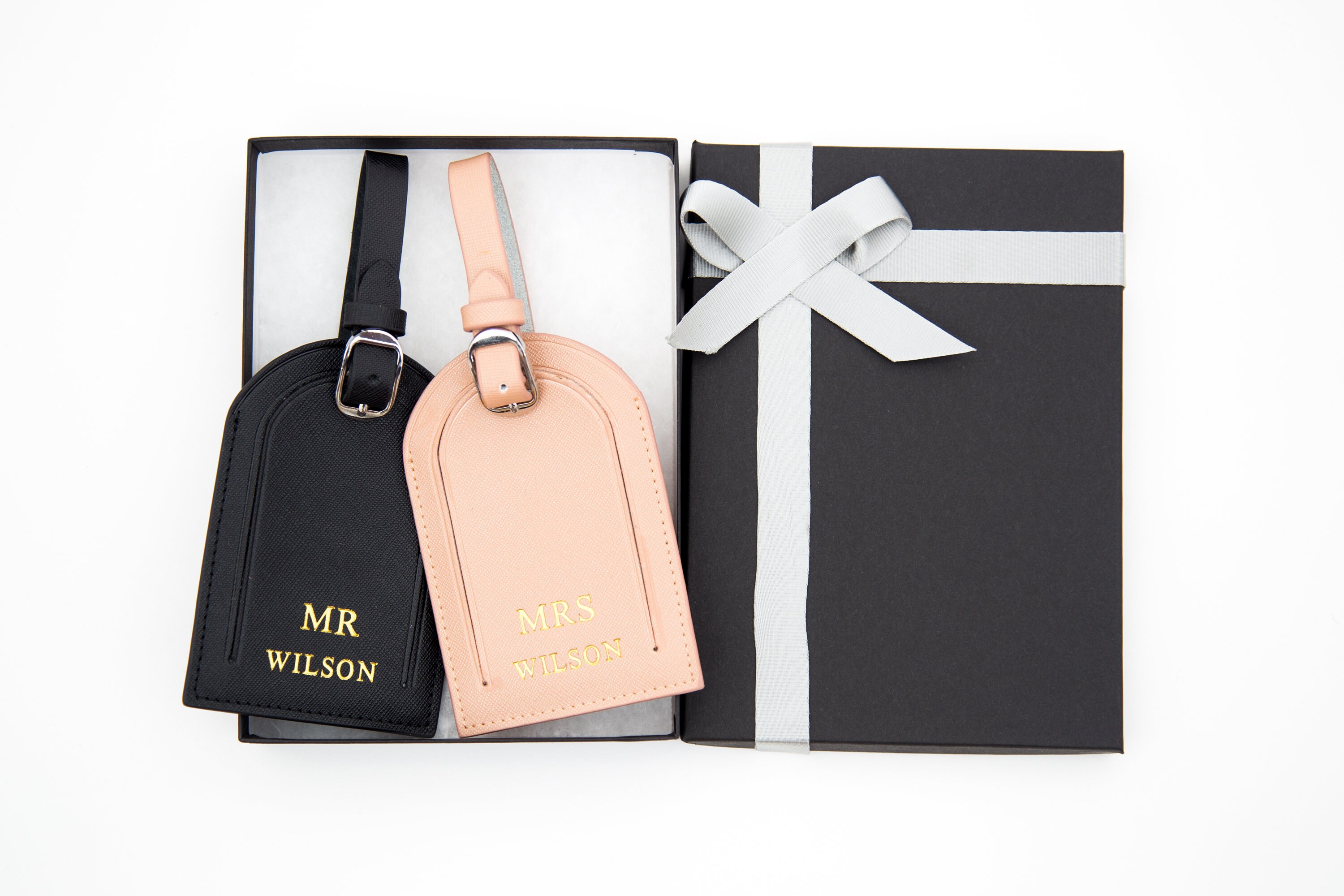 Leather luggage labels personalised