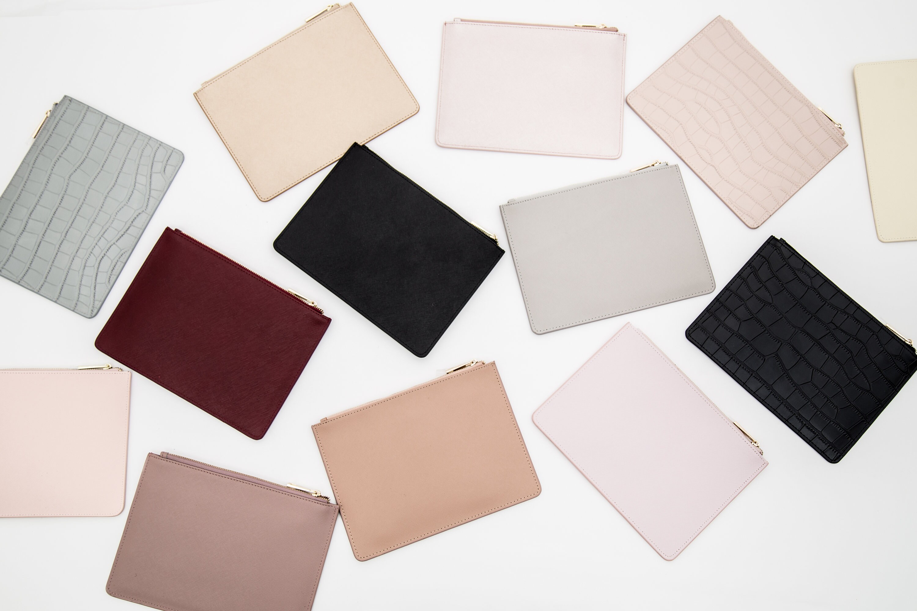 Bundle Deal - Personalized Leather Clutch, Bridemaids Gifts blush pin…