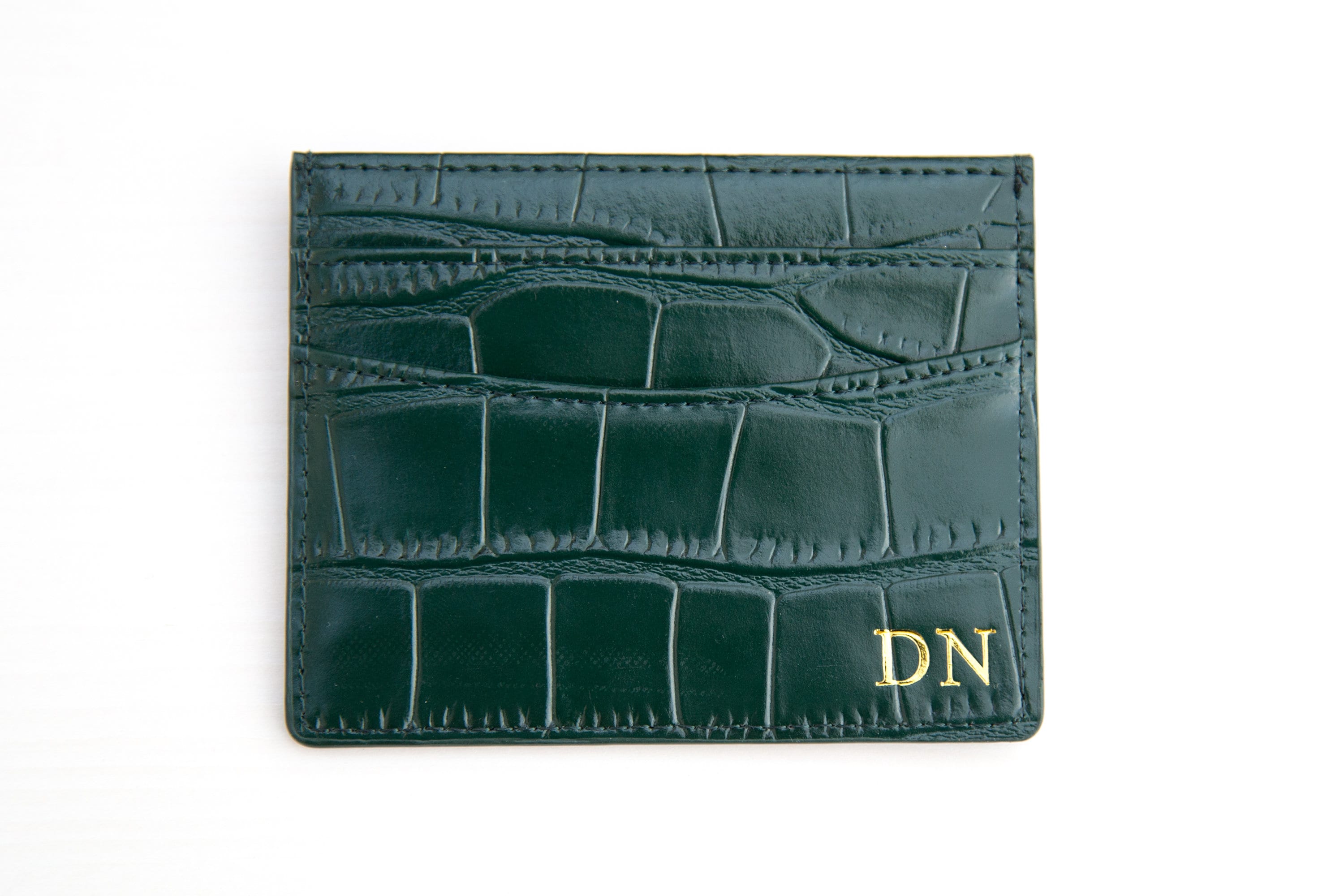 Customised Genuine Croc Leather Double Card Holder Green Etsy