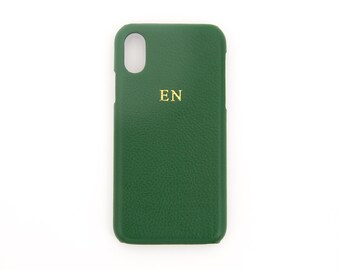 Green Pebble Leather Phone Case Embossed Personalised Iphone Etsy