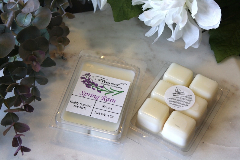 100/% Soy Candle Highly Scented Soy Melts Hand Poured Soy Tarts Soy Melts Soy Clamshell Fresh Wax Melt Spring Rain Soy Wax Melts