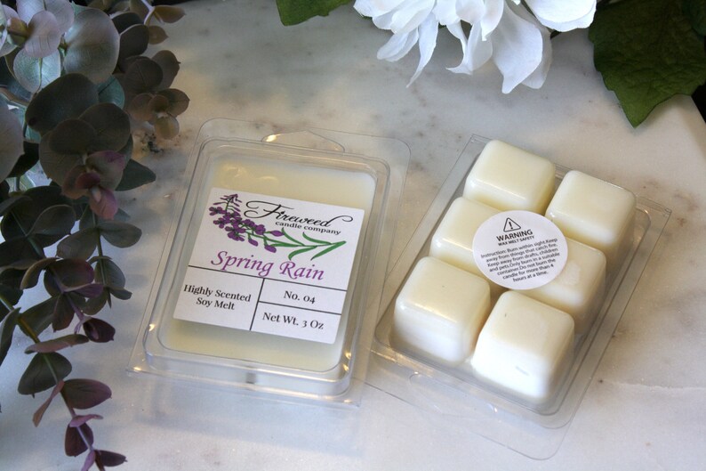 100/% Soy Candle Highly Scented Soy Melts Hand Poured Soy Tarts Soy Melts Soy Clamshell Fresh Wax Melt Spring Rain Soy Wax Melts